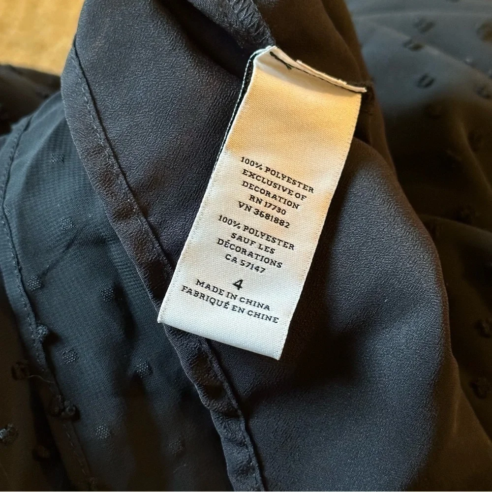 NWT Altuzarra Dress Black Swiss dot chiffon sequins long sleeves smocked Sz 4 - Picture 14 of 15